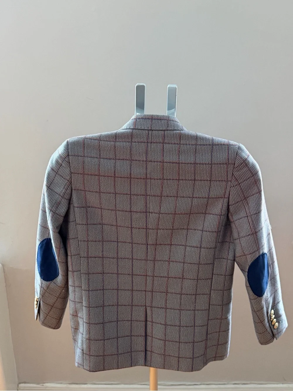 Elie Balleh Boys Gray Plaid Blazer – Size 10–12